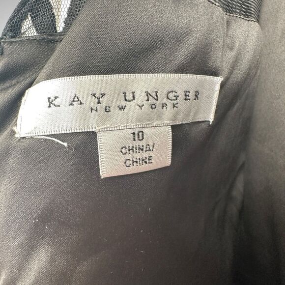 Kay Unger Black Tatum Floral Lace Sheath‎ Midi Dress Size 10 Cocktail Effortless - Picture 5 of 10